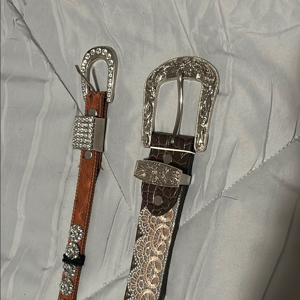 Buckle Brown and Tan Embellished Belts
